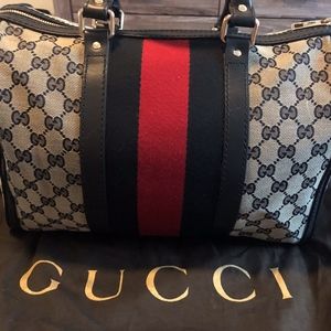 Gucci Vintage Medium Web Boston Bag